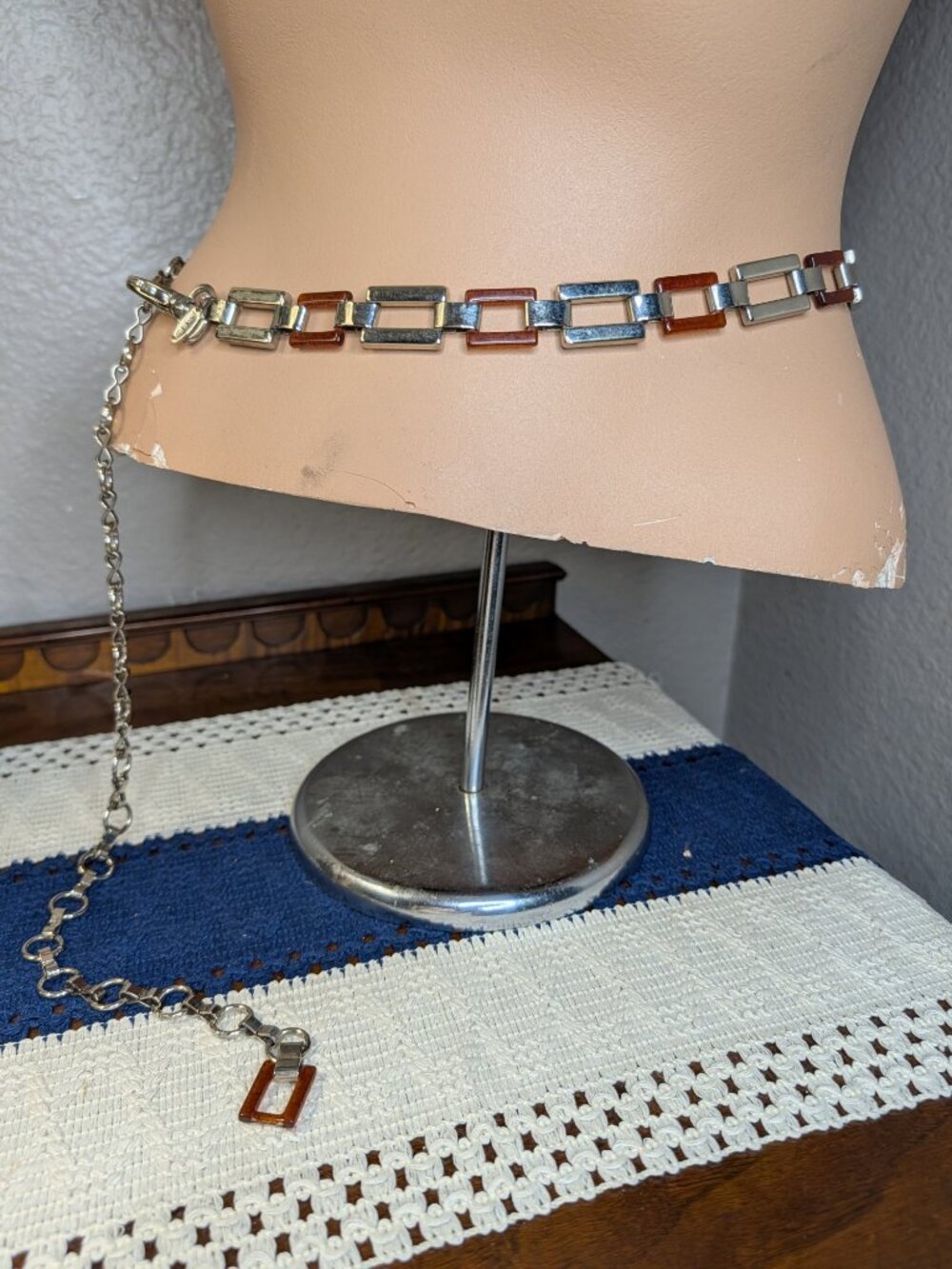 Vintage Soho Designs Silver and Brown Resin Chain Belt